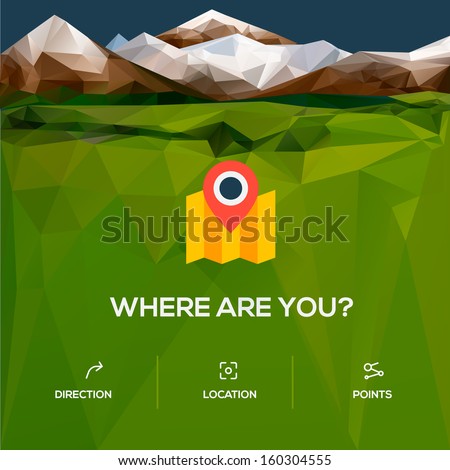 Flat design location icon icon with pin pointer, vector illustration. 