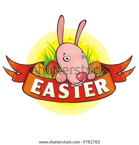 Easter rabbit with Easter egg, vector.