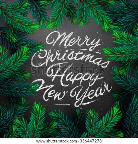 Merry Christmas And Happy New Year 2016 Greeting Card, Vector Illustration. - 336447278