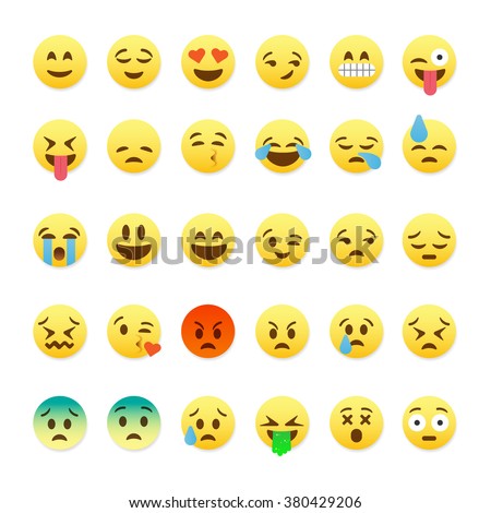 Set of cute smiley emoticons, emoji flat design, vector illustration.
