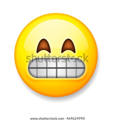 Emoji isolated on white background, emoticon grimacing face, vector illustration.