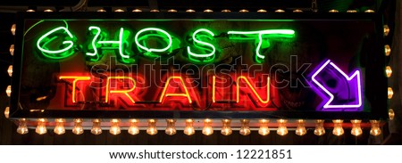 Neon Ghost Train sign