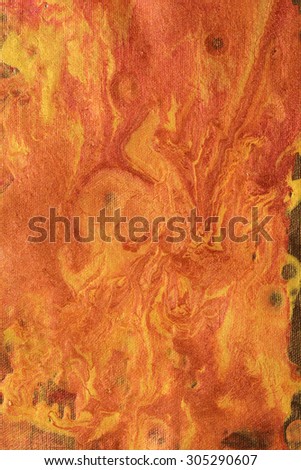 Abstract background. Ink marble texture. Painting in gold, copper, gold leaf and metallic powder.