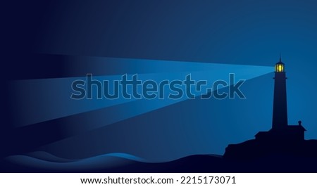 lighthouse shines in the night background dark blue vector