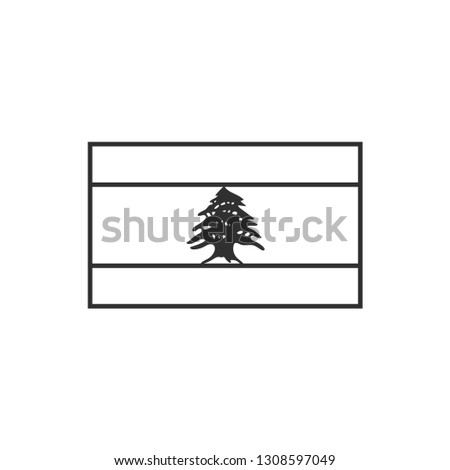 Lebanon flag icon in black outline flat design. Independence day or National day holiday concept.