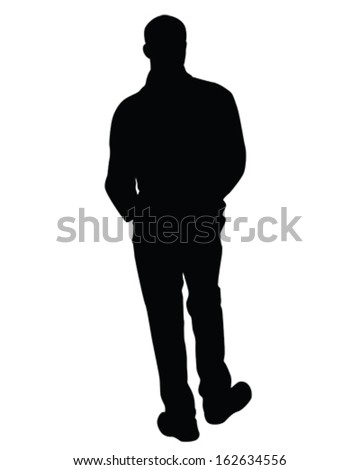 Vector Silhouette Of A Man Standing Looking Away - 162634556 : Shutterstock