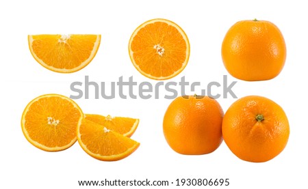 Set of fresh orange isolated on white background