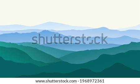 Vector landscape silhouettes of mountains.