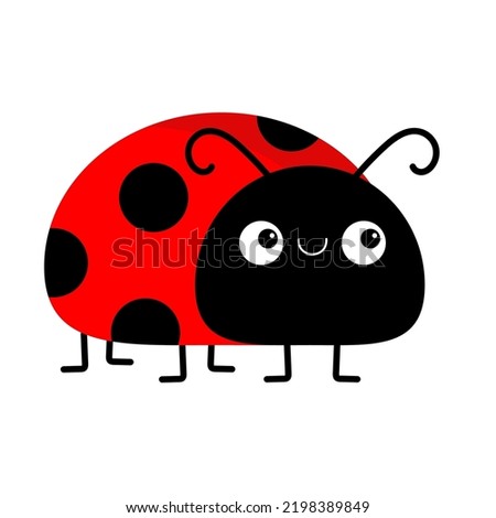 Ladybug icon. Lady bug ladybird insect. Cute cartoon kawaii funny baby character. Side view. Sticker template. Happy Valentines Day. Flat design. White background. Isolated. Vector illustration