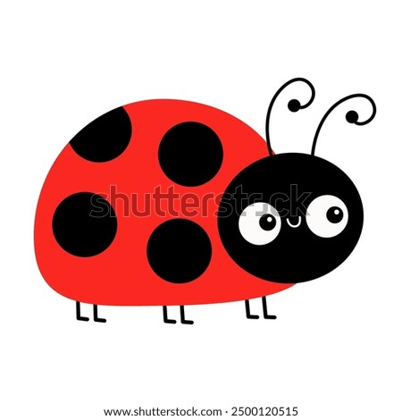 Cute lady bug, lady bird. Cartoon kawaii funny baby character. Happy Valentines Day. Black and red insect icon. Card Sticker print. Childish style. Flat design. White background. Isolated. Vector