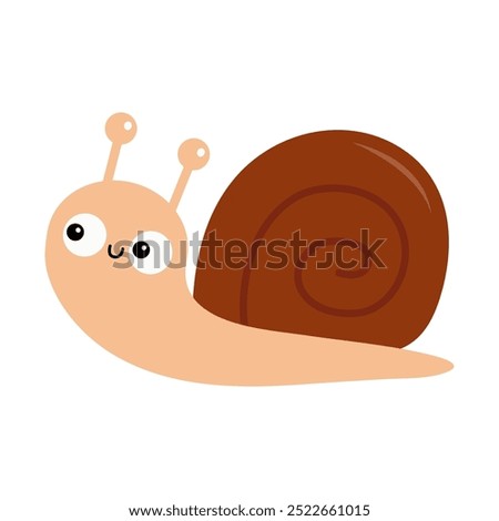 Snail cochlea brown shell insect icon. Smiling face. Cute cartoon kawaii funny baby character. Happy Valentines Day. Card Sticker print. Childish style. Flat design. Isolated. White background. Vector