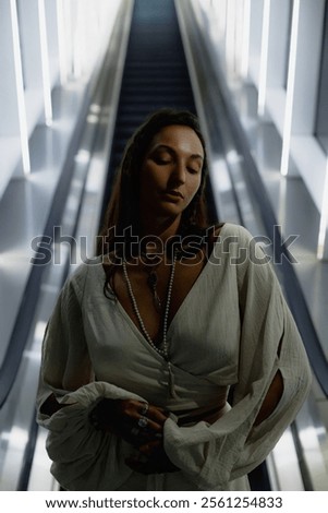 Similar – Image, Stock Photo Downcast Woman with Hair Covering Face