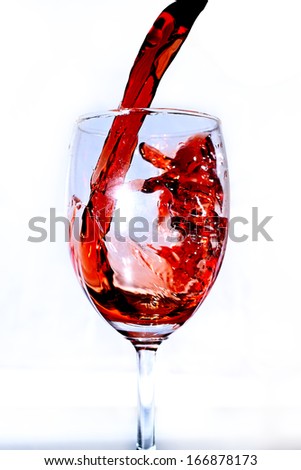 Pour off the wine on white background