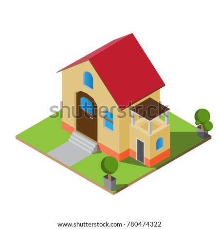 Isometric twin house vector illustration