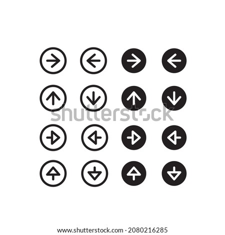 arrow icon set. collection of icons for web and music player. black on white background