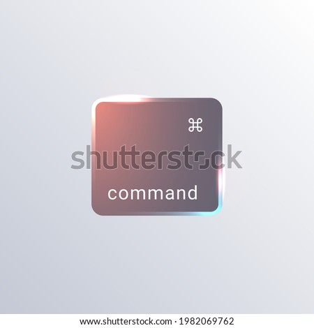 Vector illustration flat-neon style, command (cmd) button for keyboard, digital keypad, user interface 