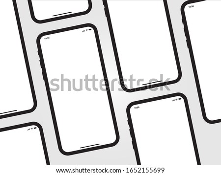 iPhone Black Mobile Mockup isometric Perspective Template Vector Outline Smartphone Device App similar to Samsung Google Pixel Huawei on Grey Background