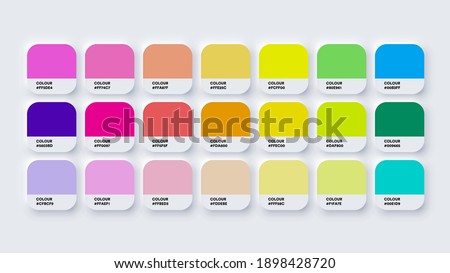 Colour Guide Palette Catalog Samples Pastel and Neon in RGB HEX. Neomorphism Vector Imagine de stoc © 