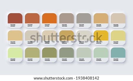 Pantone Colour Palette Catalog Samples Yellow and Green in RGB HEX. Neomorphism Vector Stok fotoğraf © 
