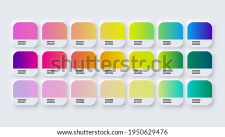 Pantone Gradient Colour Palette Catalog Samples in RGB or HEX Pastel and Neon