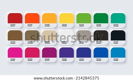 Pantone Classic Colour Palette in RGB HEX, Catalog Samples of Bright Colors Vector