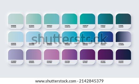 Pantone Colour Palette Catalog Samples Blue and Purple in RGB or HEX Pastel and Neon