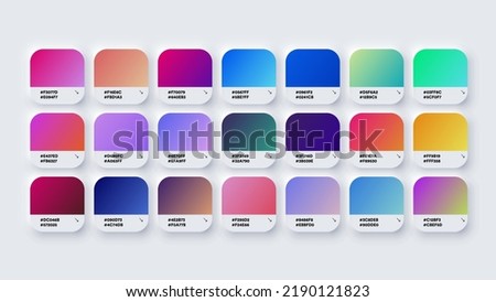 Pantone Gradient Colour Palette in RGB HEX, Catalog Samples of Bright Colors Vector Stok fotoğraf © 