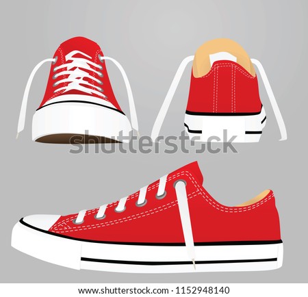 Red canvas snickers. vector illustration