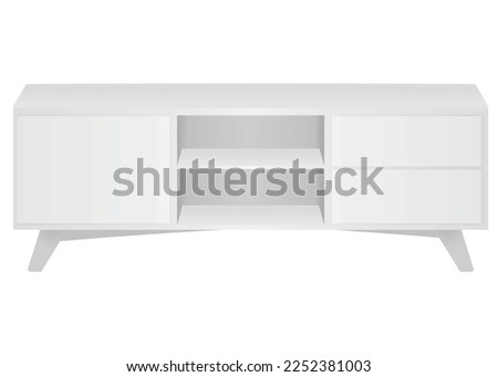 White TV table. vector illustration