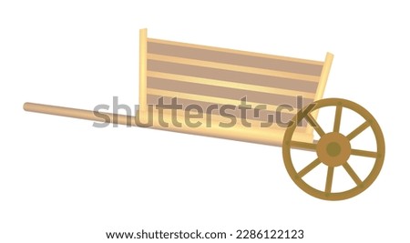 Retro wooden wheel barrow. vector illustration