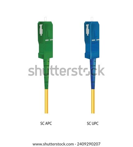 Fiber optic cables with SC connectors, vector