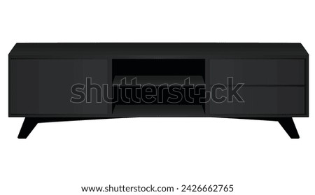 Black  TV table. vector illustration