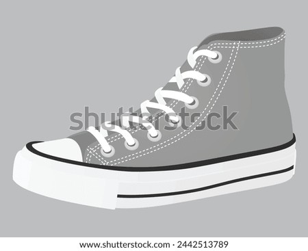 Grey canvas shoes. vector illustration 