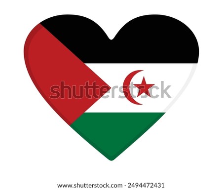 Western Sahara flag heart shaped. vector