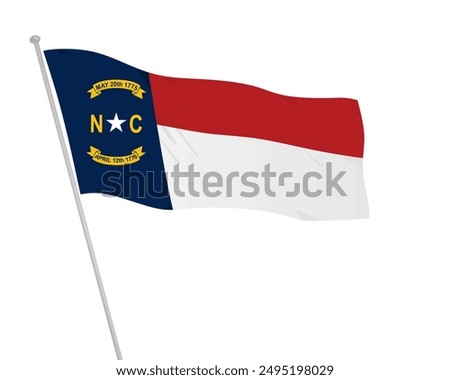 North Carolina state of USA flag. vector