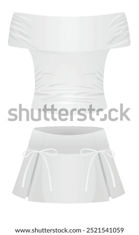 Off shoulder top and mini skirt. vector illustration