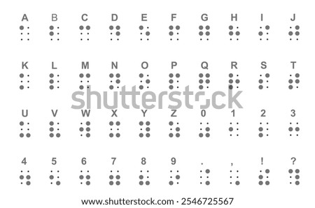 Braille alphabet and numbers. vector