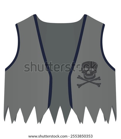 Grey pirate vest. vector illustration