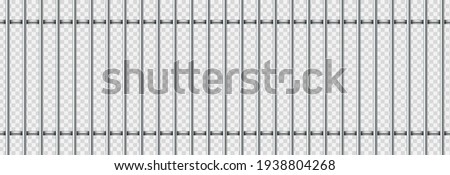 Realistic prison metal bars isolated on transparent background. Prison fence jail. Iron jail cage. Template design for criminal or sentence. Vector illustration