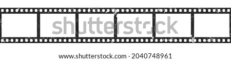 Grunge cinema filmstrip roll on white background. Blank old negative film. 35mm film slide frame. Retro cinema or photo frames. Long, retro film strip frame. Vector illustration