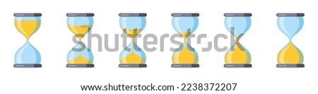 Hourglass icon set. Cartoon sandglass signs with animation frames. Antique sand clock. Vintage hourglass process timer sand collection. Template design for app ui, ux, game element. Vector
