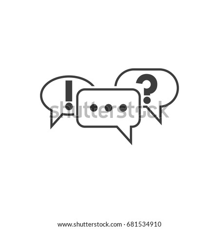 Communication symbol. Speech bubbles icons with ellipsis, question and exclamation mark. Pictograph of chat or message. Vector illustration