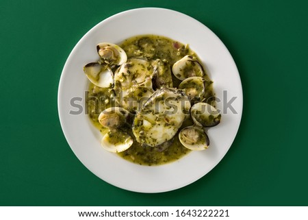 Similar – Foto Bild Seehechtfisch und Muscheln mit grüner Sauce