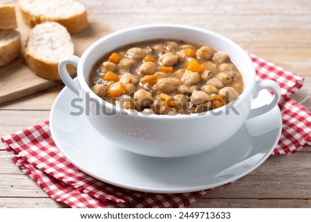 Similar – Image, Stock Photo Vegan food, chickpeas stewed with vegetables