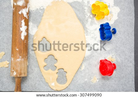 Baking Christmas cookies with molds