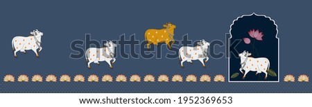 A Beautiful Indian Cow Digital Painting for Wall Decor. Indian Cow Wallpaper for Interior.