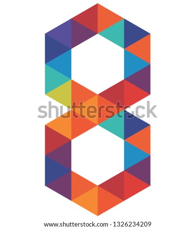 Number 8 - Logo Design, Multicolored Number 8 Icon design