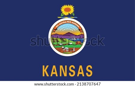 Amazing vector of Kansas state. Kansas is a state in the Midwestern United States. Its capital is Topeka and its largest city is Wichita.