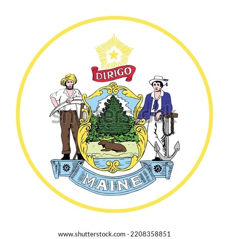 Amazing vector of Maine state seal flag, United States of America state.