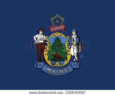 Amazing vector of Maine state flag, United States of America state.